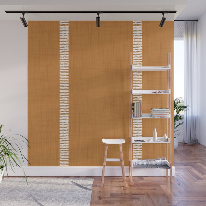 Modern Boho Serenity Stripes Caramel Brown Wall Mural Gallery Image 1