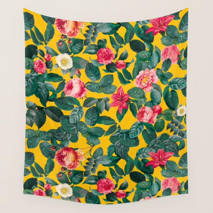 Summer Botanical Pattern Wall Tapestry Gallery Image 1