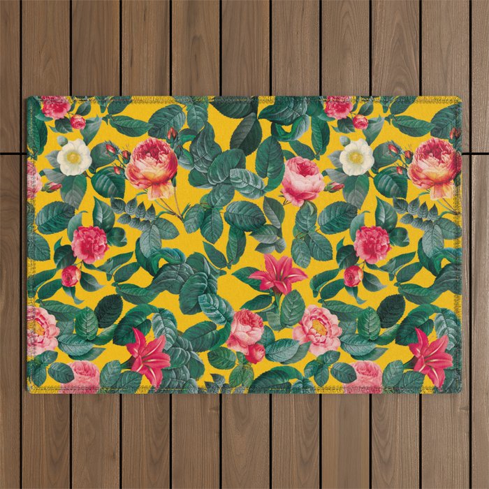 Summer Botanical Pattern Outdoor Rug Gallery Image 1