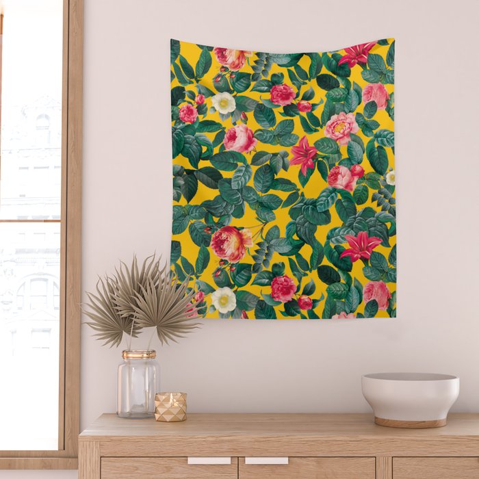 Summer Botanical Pattern Wall Tapestry Gallery Image 2