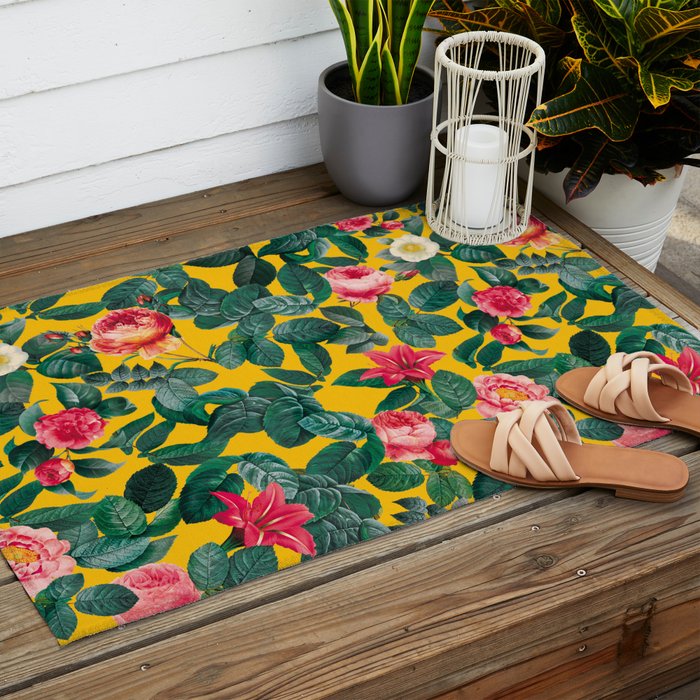 Summer Botanical Pattern Outdoor Rug Gallery Image 2