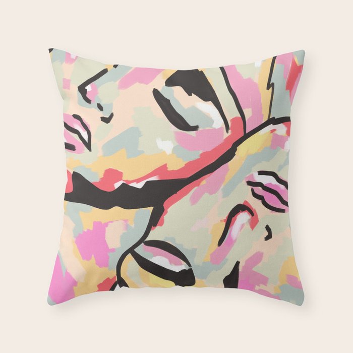 Emotional Orientation, Abstract Face Line Art Drawing Sketch, Mental Wellness Eclectic Painting, Bohemian Positivity Good Vibes Growth Peace Throw Pillow Gallery Image 6