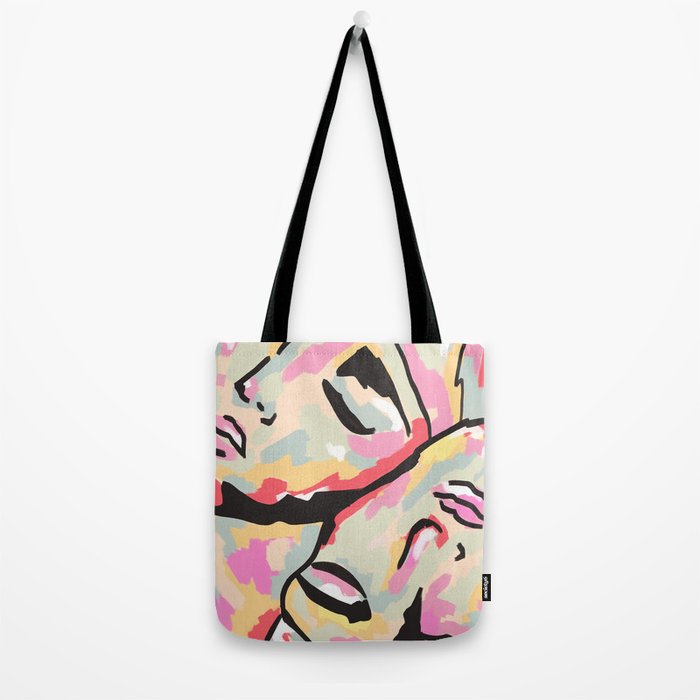 Emotional Orientation, Abstract Face Line Art Drawing Sketch, Mental Wellness Eclectic Painting, Bohemian Positivity Good Vibes Growth Peace Tote Bag Gallery Image 2