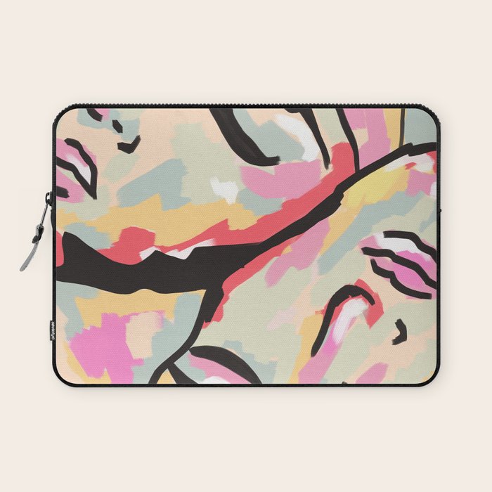 Emotional Orientation, Abstract Face Line Art Drawing Sketch, Mental Wellness Eclectic Painting, Bohemian Positivity Good Vibes Growth Peace Laptop Sleeve Gallery Image 1
