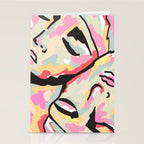 Emotional Orientation, Abstract Face Line Art Drawing Sketch, Mental Wellness Eclectic Painting, Bohemian Positivity Good Vibes Growth Peace Stationery Card Gallery Image 2