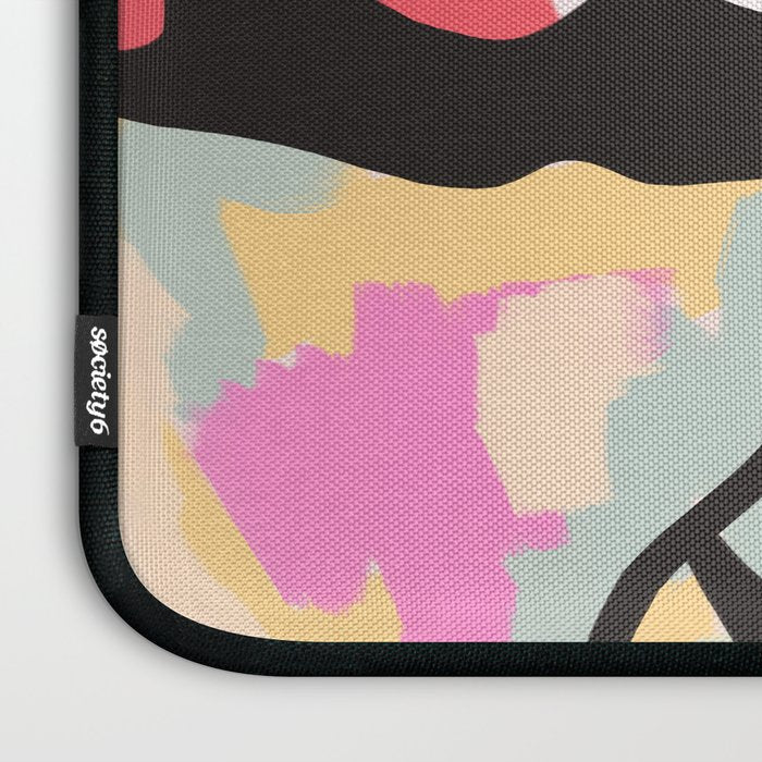 Emotional Orientation, Abstract Face Line Art Drawing Sketch, Mental Wellness Eclectic Painting, Bohemian Positivity Good Vibes Growth Peace Laptop Sleeve Gallery Image 3