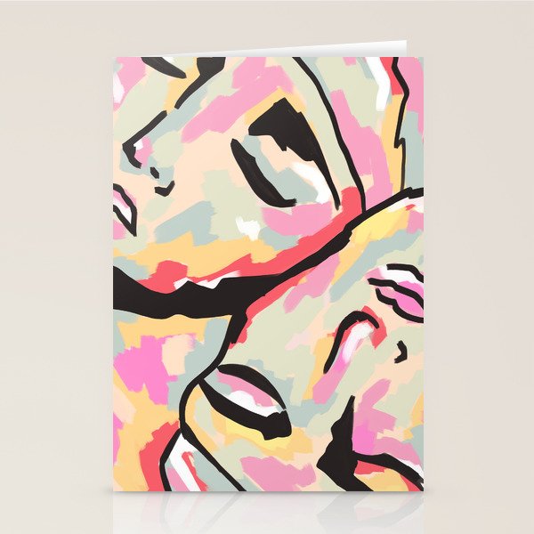 Emotional Orientation, Abstract Face Line Art Drawing Sketch, Mental Wellness Eclectic Painting, Bohemian Positivity Good Vibes Growth Peace Stationery Card Gallery Image 1