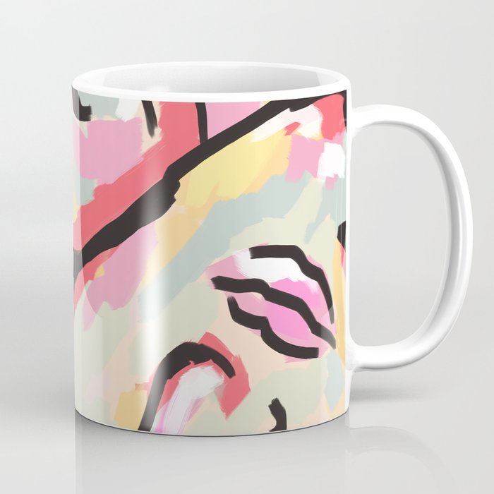 Emotional Orientation, Abstract Face Line Art Drawing Sketch, Mental Wellness Eclectic Painting, Bohemian Positivity Good Vibes Growth Peace Coffee Mug Gallery Image 1
