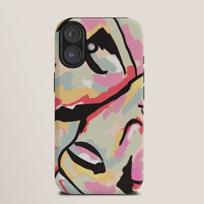Emotional Orientation, Abstract Face Line Art Drawing Sketch, Mental Wellness Eclectic Painting, Bohemian Positivity Good Vibes Growth Peace iPhone Case Gallery Image 9