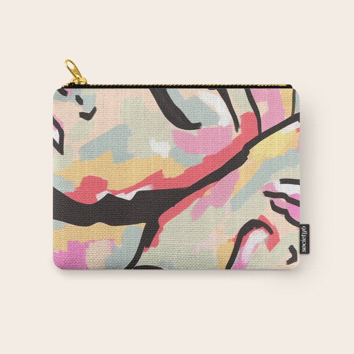 Emotional Orientation, Abstract Face Line Art Drawing Sketch, Mental Wellness Eclectic Painting, Bohemian Positivity Good Vibes Growth Peace Carry All Pouch Gallery Image 1