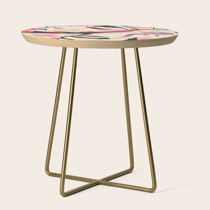 Emotional Orientation, Abstract Face Line Art Drawing Sketch, Mental Wellness Eclectic Painting, Bohemian Positivity Good Vibes Growth Peace Side Table Gallery Image 1