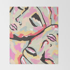 Emotional Orientation, Abstract Face Line Art Drawing Sketch, Mental Wellness Eclectic Painting, Bohemian Positivity Good Vibes Growth Peace Throw Blanket Gallery Image 2
