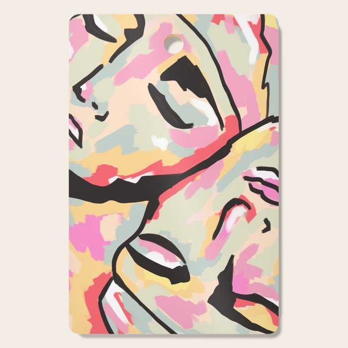 Emotional Orientation, Abstract Face Line Art Drawing Sketch, Mental Wellness Eclectic Painting, Bohemian Positivity Good Vibes Growth Peace Cutting Board Gallery Image 1