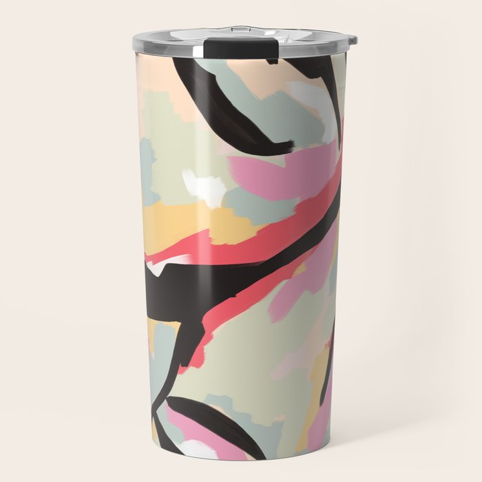 Emotional Orientation, Abstract Face Line Art Drawing Sketch, Mental Wellness Eclectic Painting, Bohemian Positivity Good Vibes Growth Peace Travel Mug Gallery Image 1