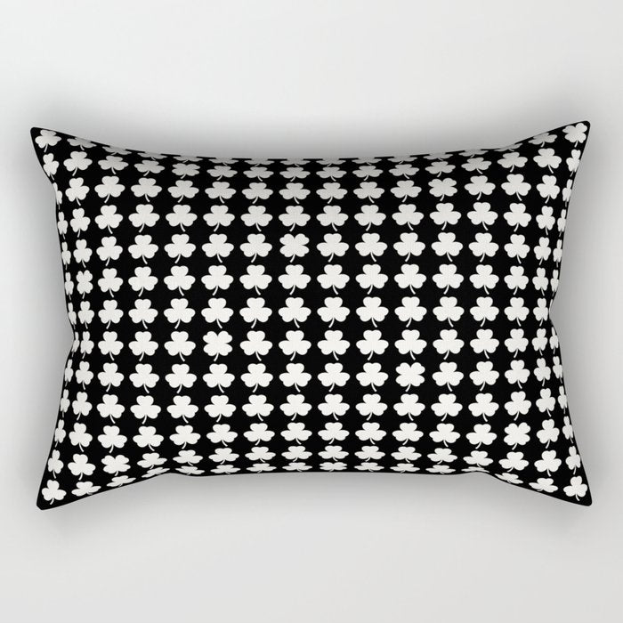 Clovers II Black and White Botanical Pattern Rectangular Pillow Gallery Image 2
