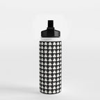 Clovers II Black and White Botanical Pattern Water Bottle Gallery Image 2