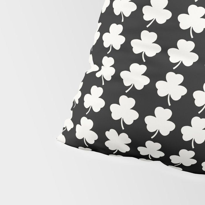 Clovers II Black and White Botanical Pattern Pillow Sham Gallery Image 4