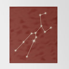 Taurus Zodiac Star Constellation Line Art Ruby Red Throw Blanket Gallery Image 2