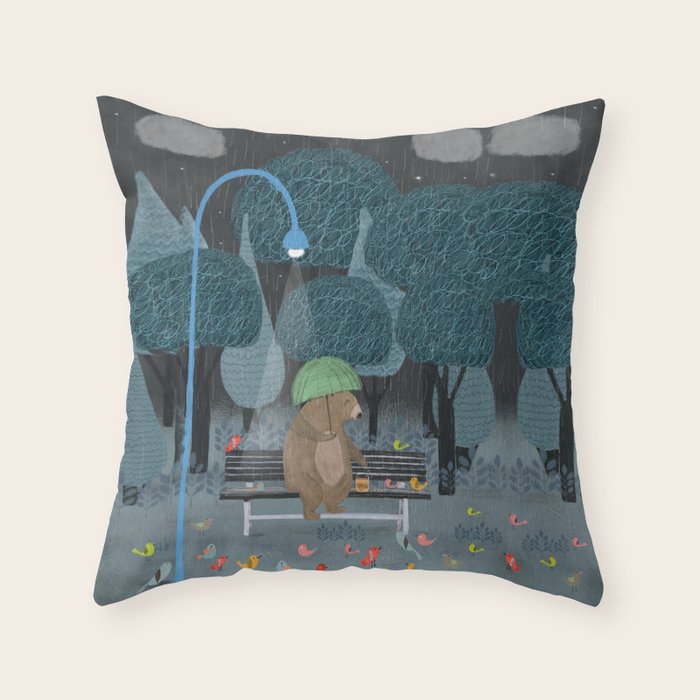 feeding the birds Throw Pillow Gallery Image 6