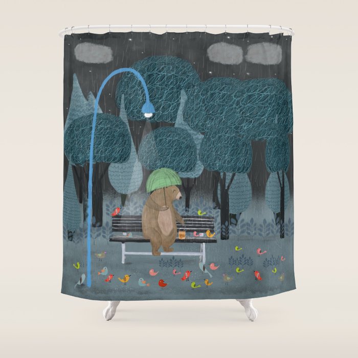 feeding the birds Shower Curtain Gallery Image 1