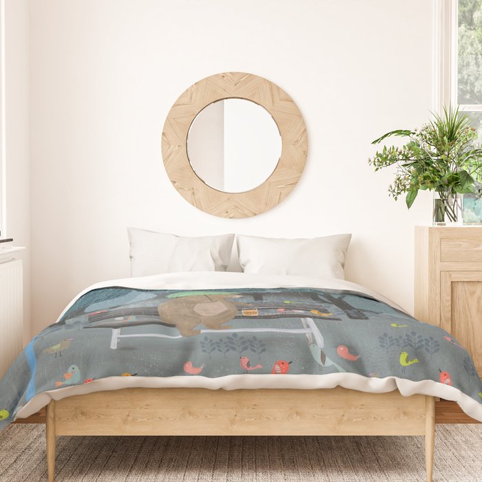 feeding the birds Duvet Cover Gallery Image 3
