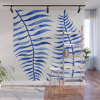 Navy Palm Leaf Wall Mural Gallery Image 1