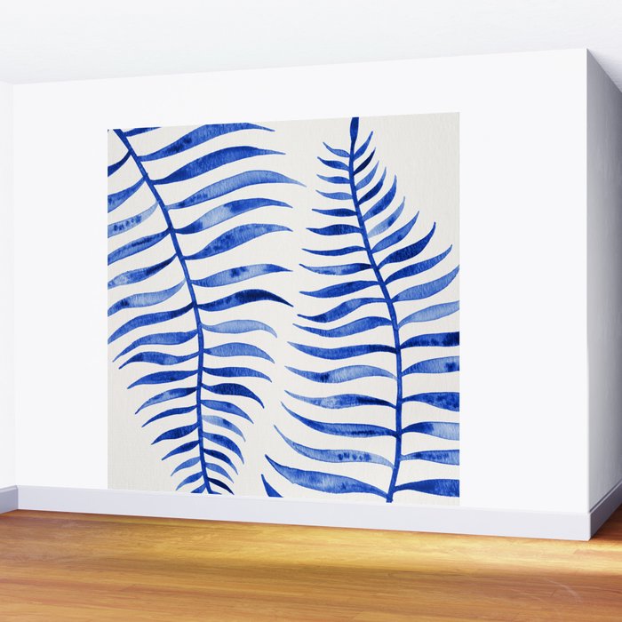 Navy Palm Leaf Wall Mural Gallery Image 2