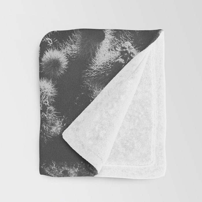 Cholla Cactus Garden (Black + White) Throw Blanket Gallery Image 3