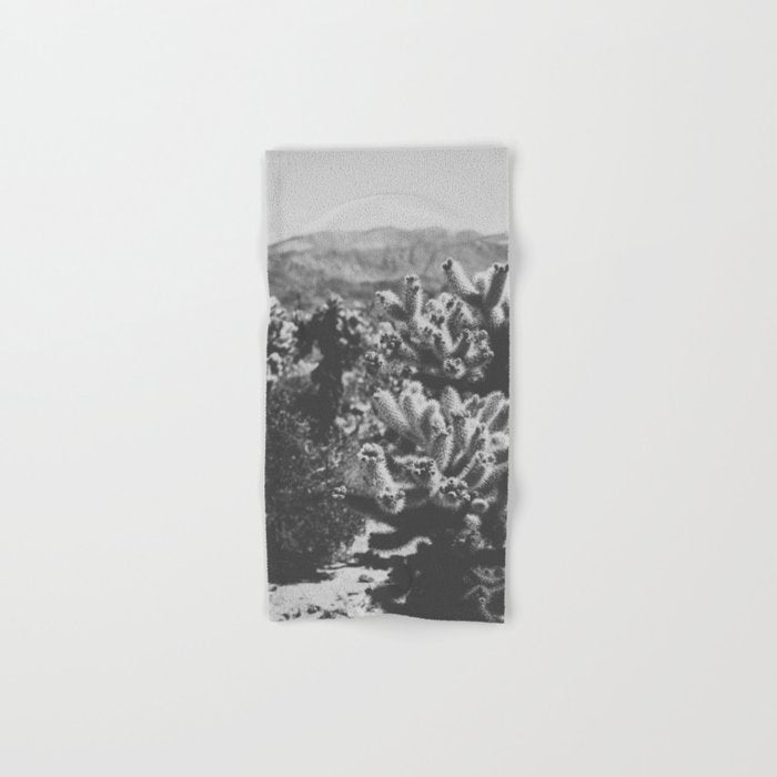 Cholla Cactus Garden (Black + White) Bath Towel Gallery Image 1