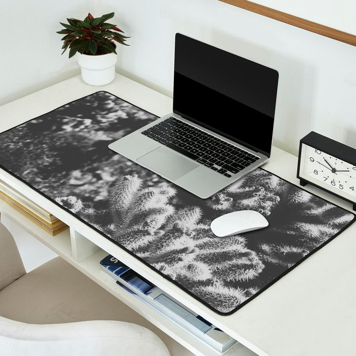Cholla Cactus Garden (Black + White) Desk Mat Gallery Image 2