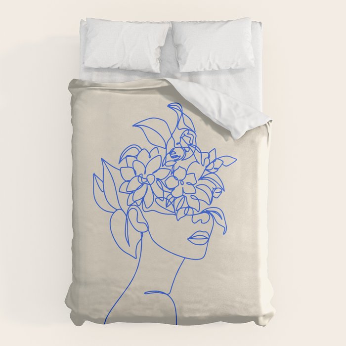 The Girl with the Flowers: Off-White Edition Duvet Cover Gallery Image 6