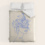 The Girl with the Flowers: Off-White Edition Duvet Cover Gallery Image 6