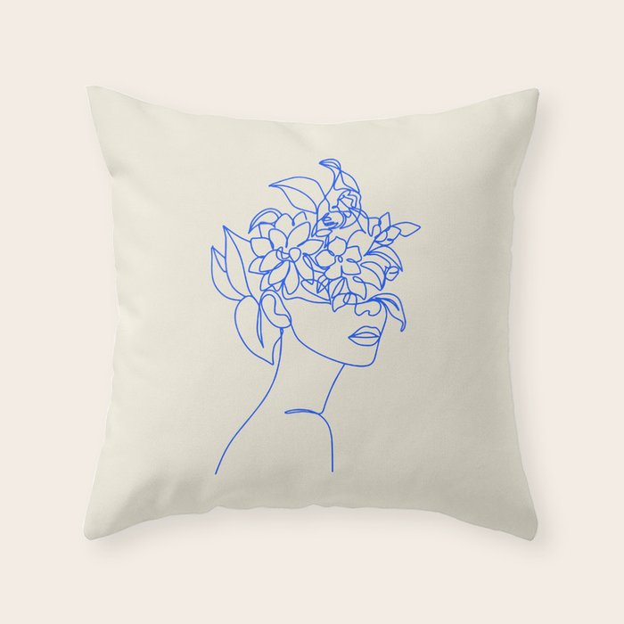 The Girl with the Flowers: Off-White Edition Throw Pillow Gallery Image 1