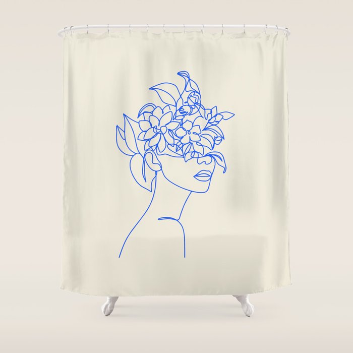 The Girl with the Flowers: Off-White Edition Shower Curtain Gallery Image 1
