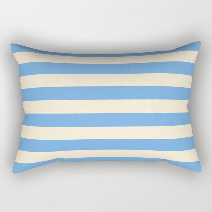 Retro Coastal Blue and White Stripes Rectangular Pillow Gallery Image 1