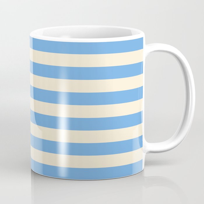 Retro Coastal Blue and White Stripes Coffee Mug Gallery Image 1