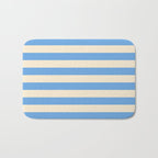 Retro Coastal Blue and White Stripes Bath Mat Gallery Image 1
