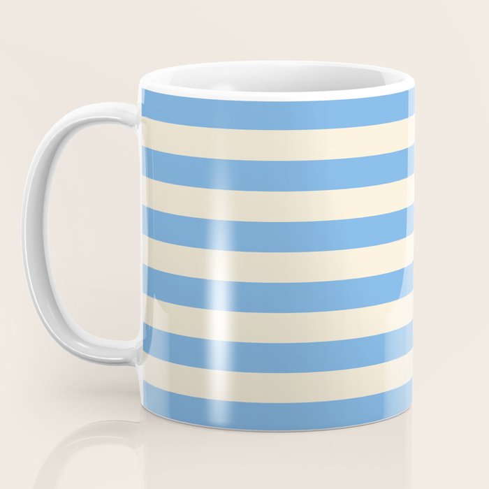 Retro Coastal Blue and White Stripes Coffee Mug Gallery Image 3