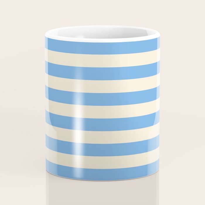 Retro Coastal Blue and White Stripes Coffee Mug Gallery Image 4