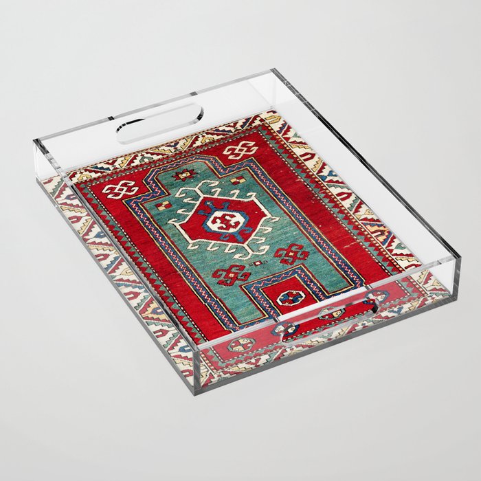 Kazak Southwest Caucasus Prayer Rug Print Acrylic Tray Gallery Image 1