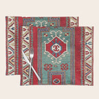 Kazak Southwest Caucasus Prayer Rug Print Placemat Gallery Image 1