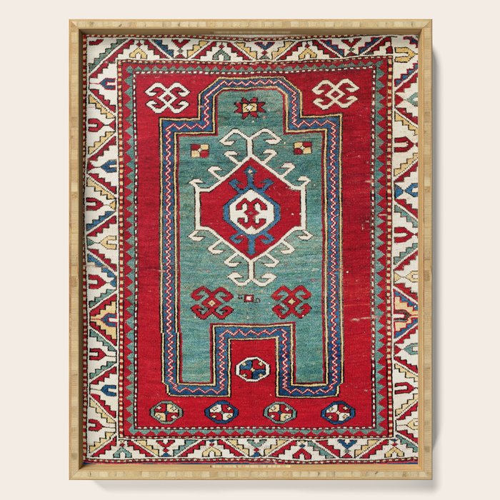 Kazak Southwest Caucasus Prayer Rug Print Serving Tray Gallery Image 1