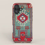 Kazak Southwest Caucasus Prayer Rug Print iPhone Case Gallery Image 1