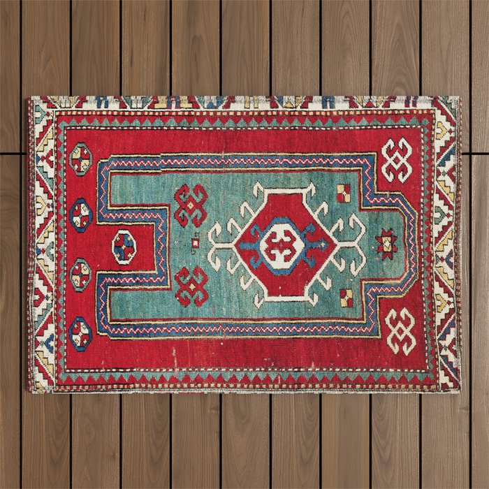 Kazak Southwest Caucasus Prayer Rug Print Outdoor Rug Gallery Image 1