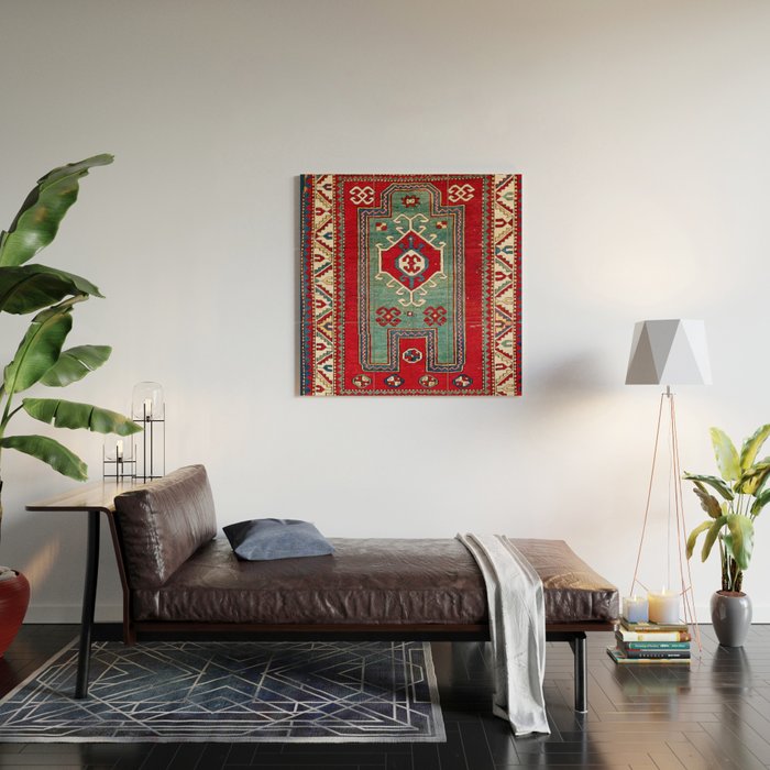 Kazak Southwest Caucasus Prayer Rug Print Wood Wall Art Gallery Image 2