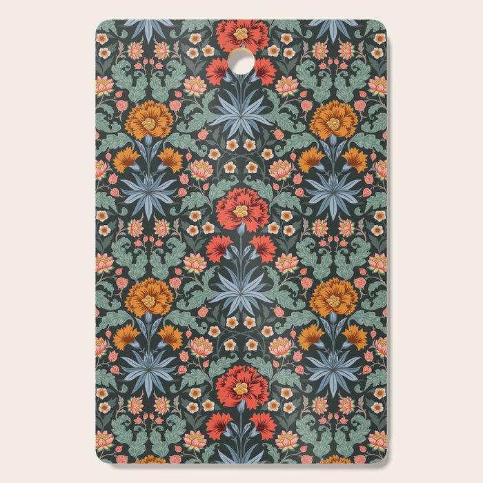 Victorian Carnation in Moody Red and Blue Cutting Board Gallery Image 1
