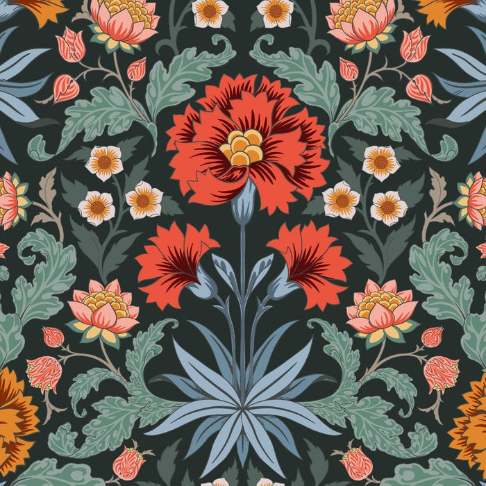 Victorian Carnation in Moody Red and Blue Coffee Mug Gallery Image 2