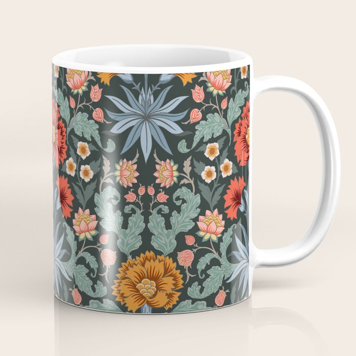 Victorian Carnation in Moody Red and Blue Coffee Mug Gallery Image 1