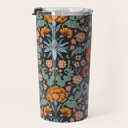 Victorian Carnation in Moody Red and Blue Travel Mug Gallery Image 3
