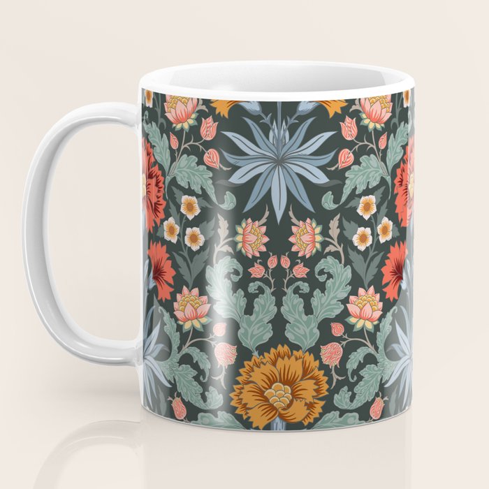 Victorian Carnation in Moody Red and Blue Coffee Mug Gallery Image 3